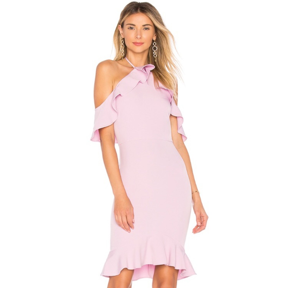 Lavender by the way Natalia Ruffle Halter Dress